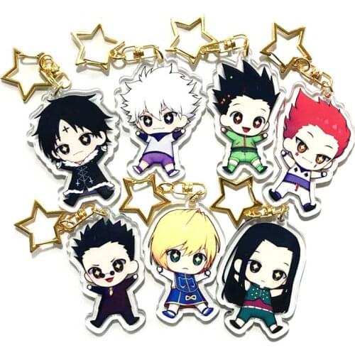 7PCS/Set Anime HUNTER×HUNTER GON·FREECSS Cosplay Unisex Keychain Figure Killua Zoldyck Cartoon Pendant Key Ring Holder Gifts