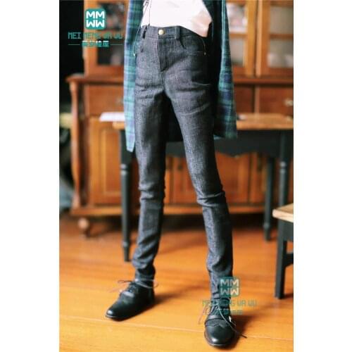 BJD accessories doll clothes fits 70cm--80cm BJD uncle casual denim trousers plaid shirt