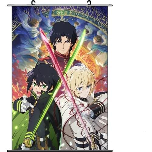 Anime Seraph Of The End Wall Scroll Yuichiro Hyakuya & Mikaela Hyakuya HD Print Scroll Poster Home Decor