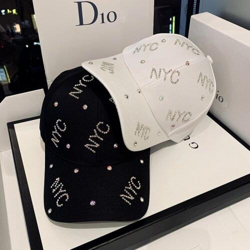 Fashion Brand Snapback Baseball Cap Female Gorra Cap Street Hip Hop Caps Women Men Luxury Rhinestones NYC Letter Baseball Cap