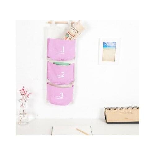 BF040 Creative three pocket conjoined hanging bags cotton fabric wall door decoration debris bag 55*22cm free shipping