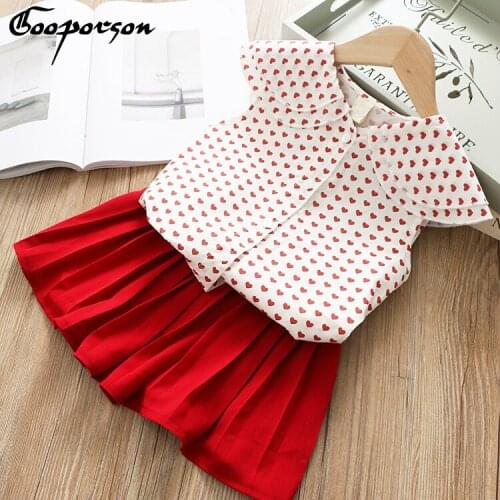 Girls Summer New Set little Girl Lapel Blouse Shirt and Pleated Skirt Fashion 2-pieces Children Clothes Set Outfits