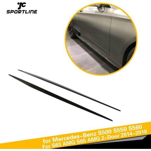 For Mercedes-Benz S500 S550 S560 S63 AMG S65 AMG 2-Door 2014 - 2018 Carbon Fiber Side Skirts Apron Extension Lips 2pcs/set