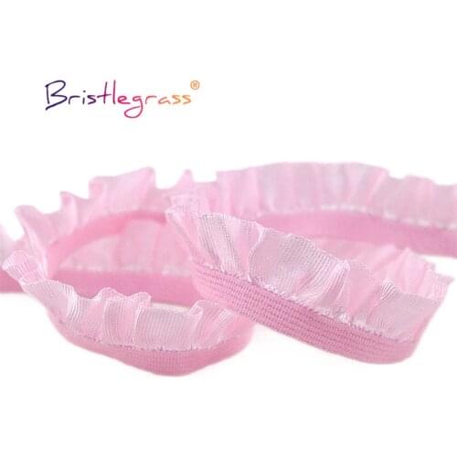 BRISTLEGRASS 2 5 10 Yard 5/8" 15mm Shiny Stripe Frilly Lace Trim Elastics Ruffled Spandex Bands Tape Headband Dress Sewing Craft