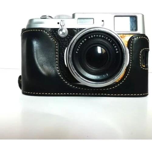 New Fashional Leather Bottom Camera Bag Black Case for Fujifilm Fuji X100 X100S X100T Camera Half Cover with Strap