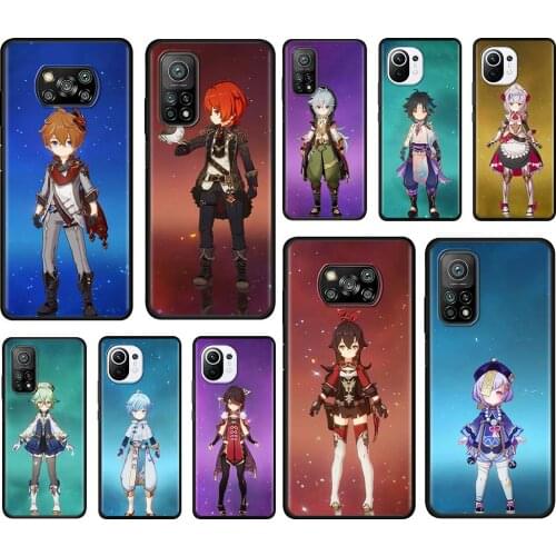 Mobile Phone Case For Xiaomi Mi Poco X3 NFC 10T Pro 5G M3 11 Note 10 Lite Black Shell 9T 11x Cushion Cover Cute Genshin Impact