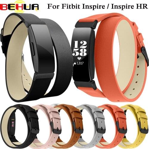 Double Wrap Leather Band for Fitbit Inspire HR Wristband Bracelet Strap for Fitbit Inspire Fitness Tracker watchband Accessories