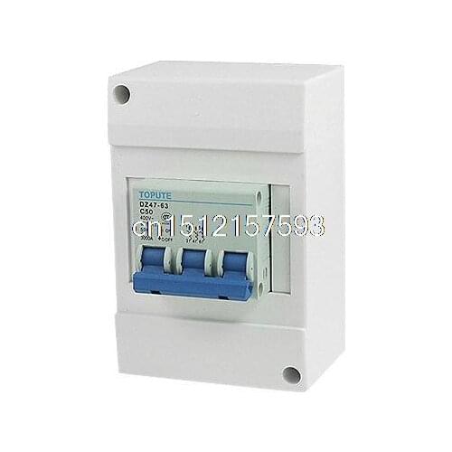 DZ47-63 C50 3 Poles Mini Overloaded Circuit Breaker AC 400V 50A w Cover