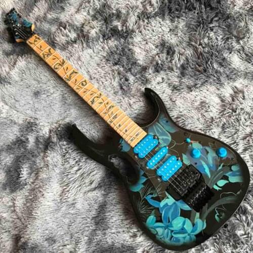 Exclusive Custom Grand SVS Electric Guitar, Hand Painted Blue Flower Pattern. Welcome to Collect