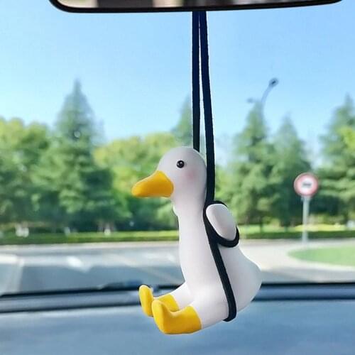 Duck Style Car Rearview Mirror Pendant Car Rearview Mirror Ornament Birthday Gift Auto Fragrance Automobile Decor
