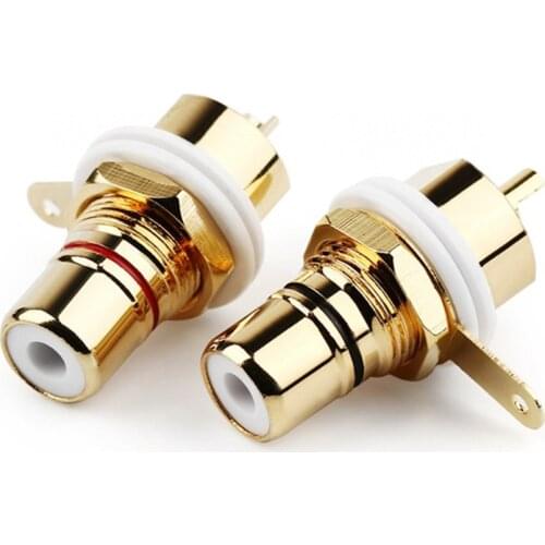 RCA Female Connector Socket Panel Mount Chassis CMC 28.6mm Jack Audio Speaker Terminals Amplifier Copper Gold Plated RCA Plug