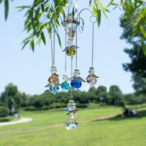 H&D Hanging Guardian Angel Crystal Prism Ball Suncatcher Rainbow Ornament Hanger with Hook Home Wedding Decor,16-Inch