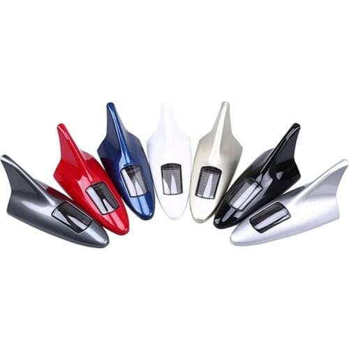 Hot Universal Car Solar Power Energy Arilas Warning Tail Light Shark Fin Antenna Grey /White/Black/Gold/Red/Blue Decoration