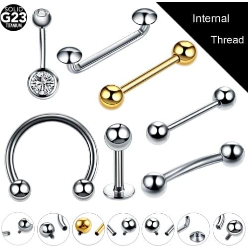 1PC G23 Titanium Internal Thread Nose Hoop Rings Daith Rook Ear Septum Lip Tongue Eyebrow Belly Nipple Piercings Body Jewelry
