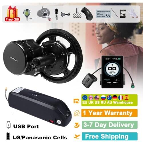 Bafang BBS02 BBS02B Mid Drive e Bicycle Motor 36V 500W Electric Bike Conversion Kits with Tube Battery 17.5Ah Samsung Cells