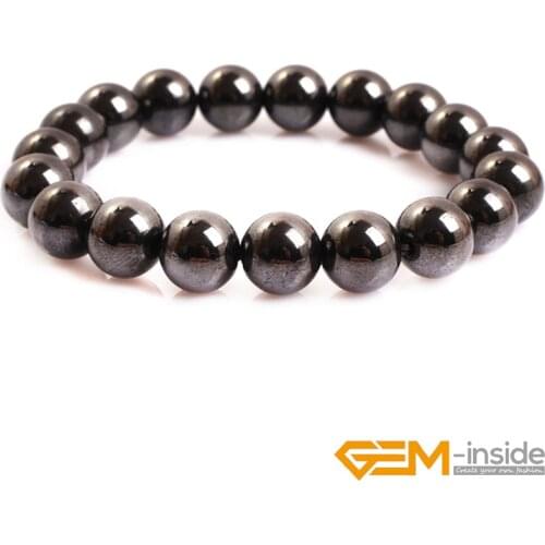 Magnetic Bracelet Beads Hematite Stone Therapy Health Care Magnet Round Hematite Beads Bracelet For Mens Jewelry Gifts 7 inch