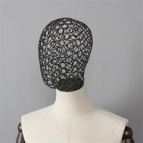 Half Body Model Props Accessory Head Men Women Steel Head Model Metal Hollow Dummy For Head Model Hat Wig Cap Kerchief Display