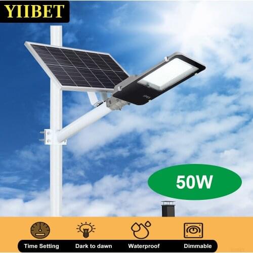 YIIBET 50W Powerful Outdoor Solar Basketball Court Light LED Street Lamp Lampadaire Extérieur Outdoor Garden Solar Lights Street