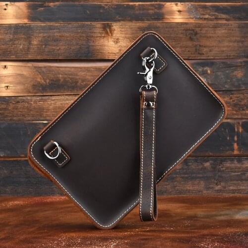 Men Vintage Handbag Business Style Crazy Horse Leather Clutch Bag Male Card Wallets Elegant Leisure Messenger Phone Money Bags