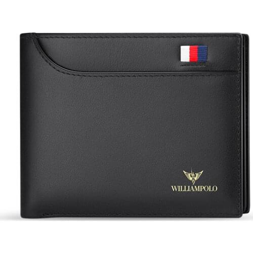 WilliamPOLO Men Wallets Men Short luxury Brand Genuine Leather Purse Casual youth fashion gift Simple Mini Card Holder Purse