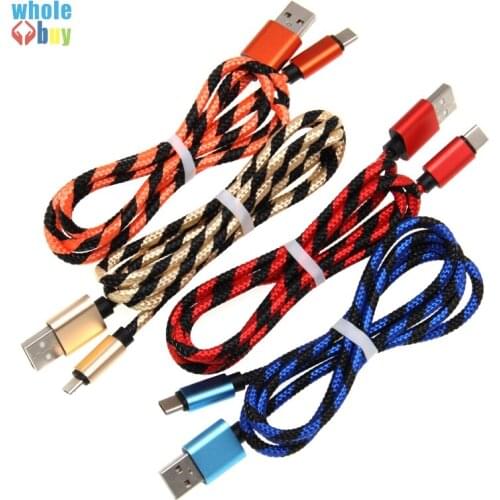 Nylon Braided Cable Cord Metal Sync USB Cables Data Sync USB Charger for iPhone 8Pin 5Pin Type C USB C Cable 200pcs/lot
