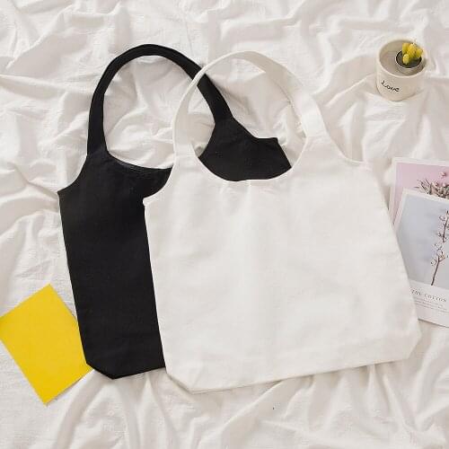 Women Solid Shopper Canvas Bag Vintage Casual Tote Shoulder Bags for Girls Elegant Female Handbag Kpop Eco Friendly Shopping Bag