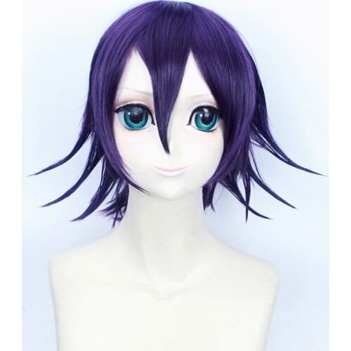 Oma Kokichi Black Purple Color Wig Danganronpa: Trigger Happy Havoc Cosplay Short Wig Hair Synthetic Cosplay Wig 35cm