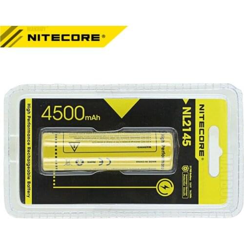 Nitecore NL2145 21700 4500mAh 3.6V 5A 16.2Wh Protected Li-ion Button Top Rechargeable Battery Flashlight Headlamp Free Shipping