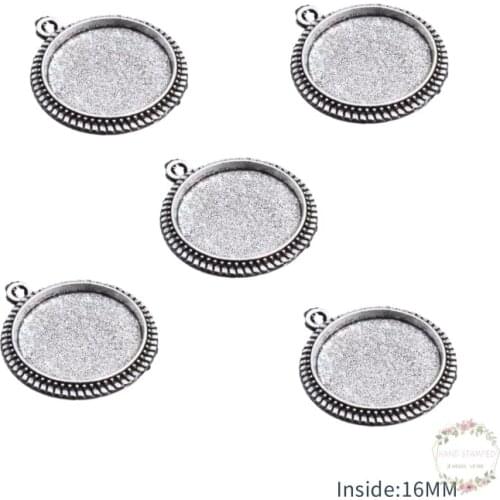 10PCS Round Alloy Charms Ancient Silver Dangle Base Fit 16MM Cabochons Personalized Photo Custom DIY Dangle