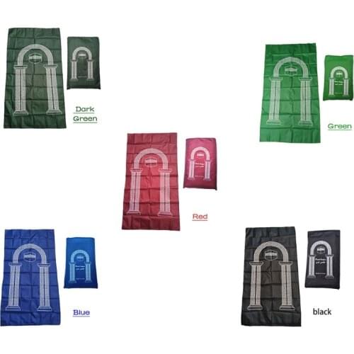 Portable Muslim Prayer Rug Waterproof PU Braided Mat Simply Print Pouch Travel Home Blanket 60x100CM