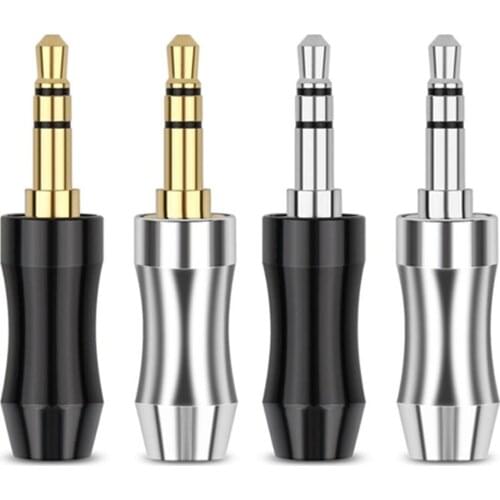 Earphone Jack 3.5MM Adapter Gold/Rhodium Plating Speaker Connectors Hifi 3.5mm Male Stereo Jacks Adapters DIY Black Silver