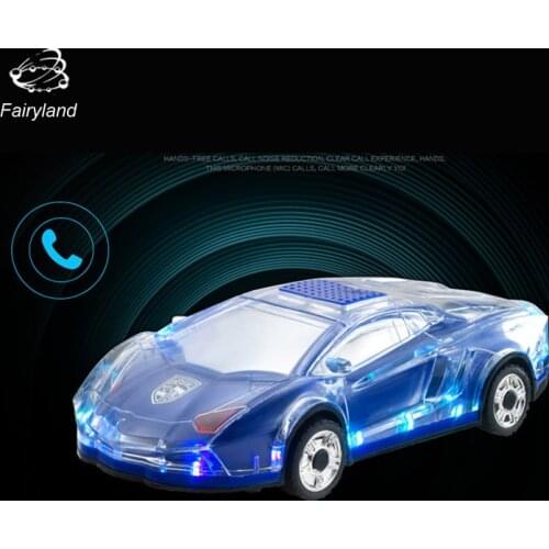 Crystal Car Model Speaker Bluetooth Wireless Led Light Stereo Audio Heavy Bass Creative Gift Subwoofer Support TF Card Radio