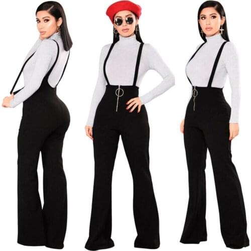 Sexy women club party evening casual high waist long wide legs jumpsuit overalls