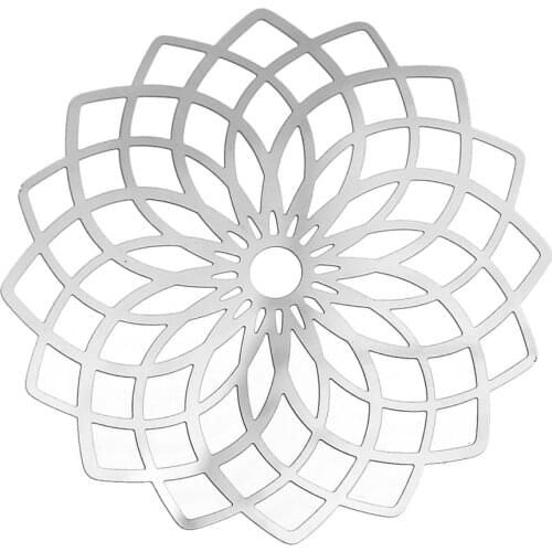 DoreenBeads Stainless Steel Embellishments Findings Flower dull silver color Hollow 5.1cm(2")x 5.1cm(2"),Thickness: 0.3mm,10 PCs