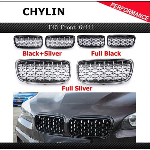 A Pair Top ABS Material Diamond Star Style Front Kidney Grille Bumper For BMW 2 Series F45 F46 216i 218i 220i 225i 2015-2017