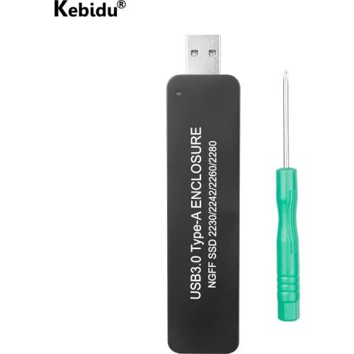 USB 3.0 TYPE-A to M.2 SATA SSD External Enclosure Stretched Plug HDD Case for NGFF M2 2230 2242 2260 2280 Box Hard Drive Adapter