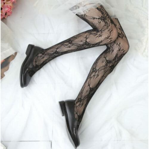 Japanese Lace Stockings Thight Gothic Lolita Socks Solid Panty Hose Dark Mori Girl Ins Pantynose Women Long Socks Girls Gift