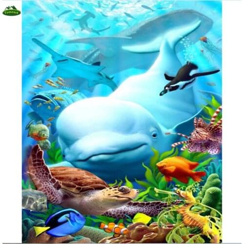 YUMEART DIY Dolphin Whale Tortois Rhinestones Diamond Painting Cross Stitch Full Diamond Embroidery Plastic Resin Crafts