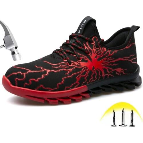 Safety Steel Safety Boots Mens Steel Toe Puncture Proof Lightweight Sneakers Breathable Slip Resistant Wear-resistant Work Shoes