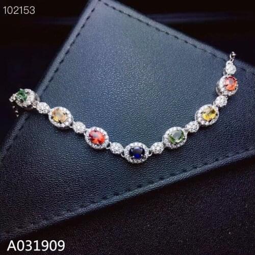 KJJEAXCMY boutique jewelry 925 sterling silver inlaid Natural Colored sapphire female Bracelet support detection classic
