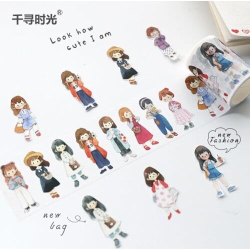 1set/1lot Washi Masking Tapes Character dress up cute girl Decorative Adhesive Scrapbooking DIY Paper Japanese Stickers 3M