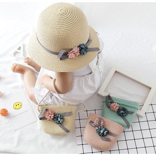 1pc Fashion Hat Baby Summer Cap For Boy Girl Babies Straw Hats With Bag For Children And Adults Childs Beach Cap #JC