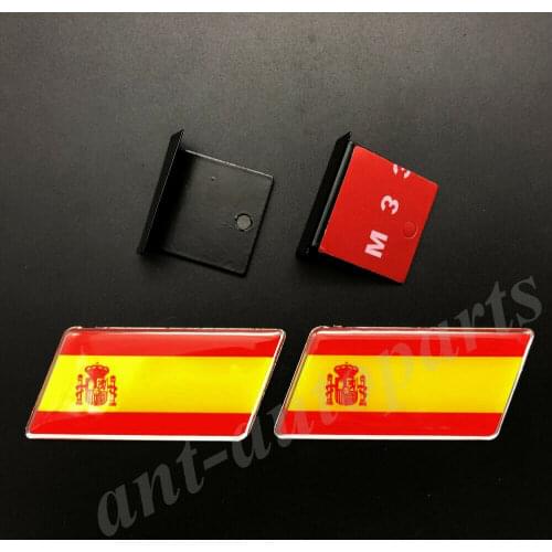 2pcs Spain Spanish Flag Car Auto Front Grille Grill Emblem Badge Decals Sticker