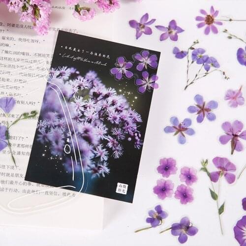 40 Pcs/pack Purple Flower Decorative PVC Stickers Scrapbooking Diy Stick Label Diary Stationery Album Journal Sticker