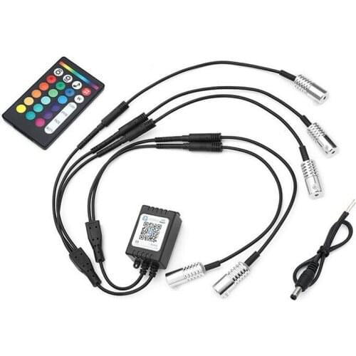 5 in 1 RGB LED Car Interior Atmosphere Lighting DIY Fiber Optic Light Led Illuminator Smart phone APP&Audio sound remote control