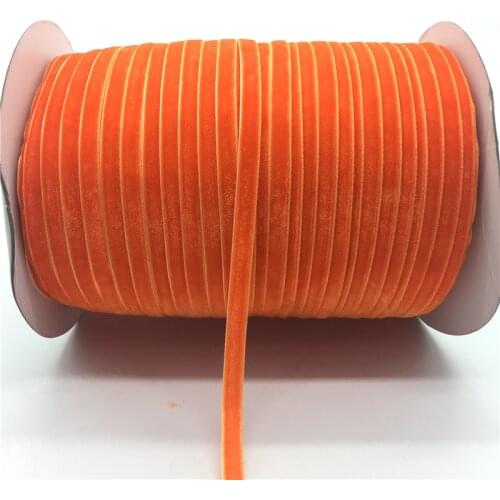 5Yards/lot 1/4" 6mm Orange Soft Comfortable Velvet Ribbon Headband Clips Bow Wedding Christmas Decoration