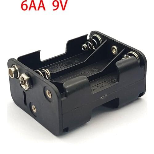 6AA 9V Battery Storage Box Back To Back Rechargeable Battery Case With 9V Male And Female Buckle
