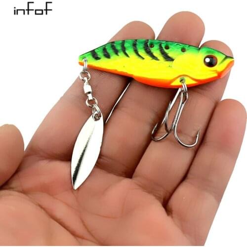 INFOF 8pcs 6CM 20G Metal VIB Fishing Lures Hard Bait with ball bearing swivel spoon Fishing Tackle Metal Jigs Fishing vibe Bait