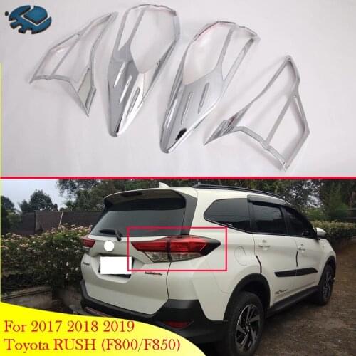 For 2017 2018 2019 Toyota RUSH (F800/F850) Car Accessories ABS Chrome Trim Tail Light Rear Back Frame Lamp Cover molding