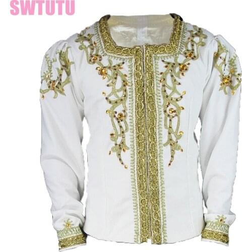 Free Shipping!white men ballet tops,Bodies With Cotton Lining ;Men Dance Costumes;Ballet Dance Wear ;Ballet Classical Coat Man-1